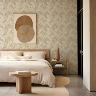 Tapet cu model geometric în dormitor