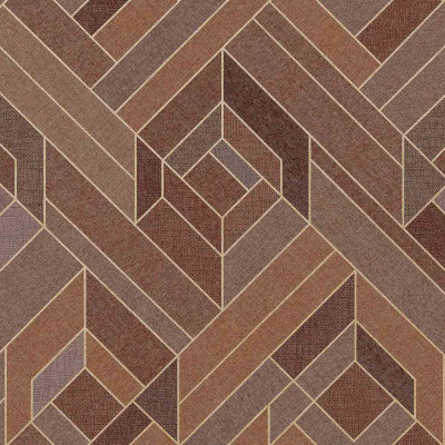 Tapet geometric maro în dormitor