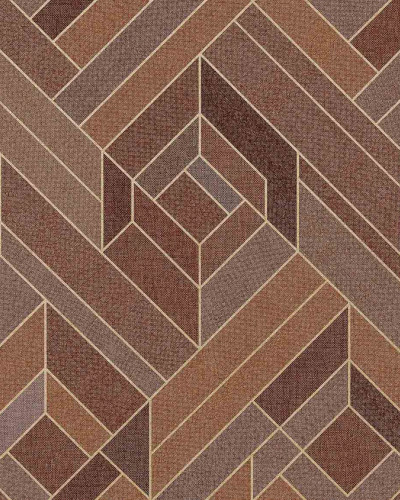 Tapet geometric maro în dormitor