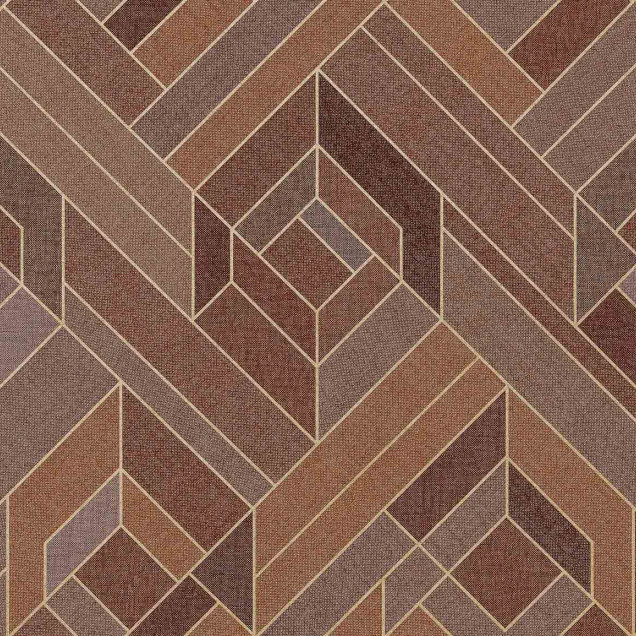 Tapet geometric maro în dormitor