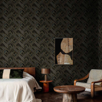 Tapet cu model hexagonal ardezie într-un interior modern