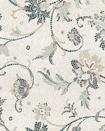 Tapet floral cu aspect de mozaic delicat