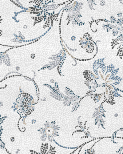 Tapet floral stil mozaic, Coordonne Aqua