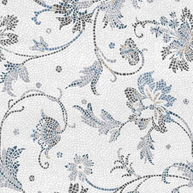Tapet floral stil mozaic, Coordonne Aqua