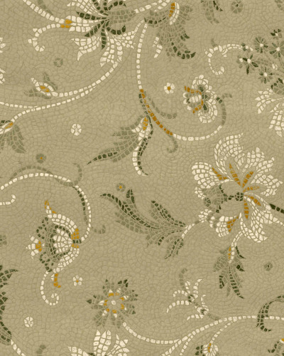 Tapet floral cu motive delicate pe fundal verde pal