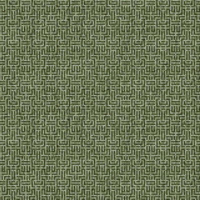 Tapet geometric verde cu rafturi decorative