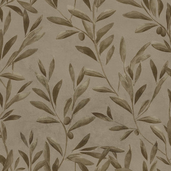 Tapet floral Olivetum, Cocoa Tapet floral maro cu design elegant în interior