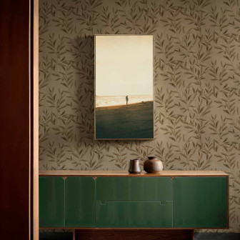 Tapet floral Olivetum, Cocoa Tapet floral maro cu design elegant în interior