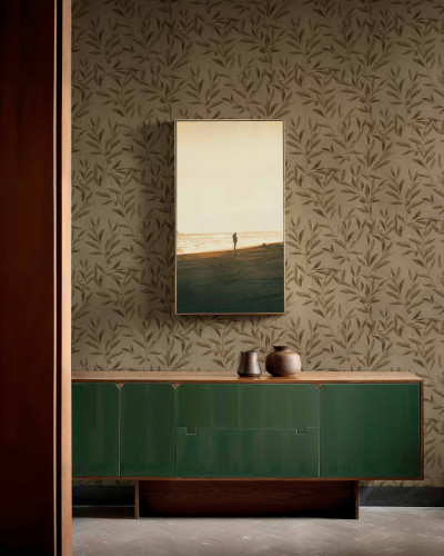 Tapet floral maro cu design elegant în interior