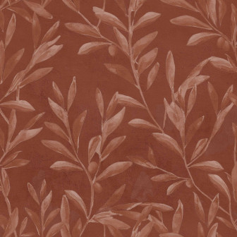 Tapet floral maro cu design elegant Tapet floral maro cu frunze stilizate in decor interior modern