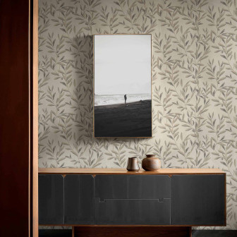 Tapet cu model de frunze într-un interior modern
