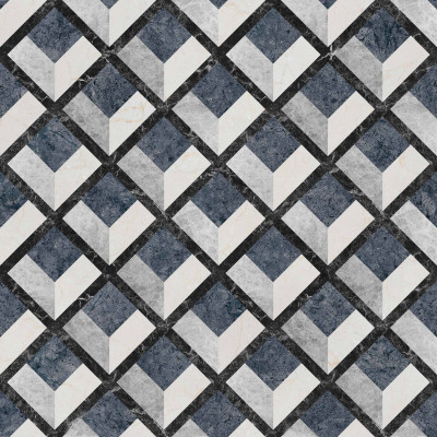Tapet decorativ cu design geometric în tonuri de gri și negru