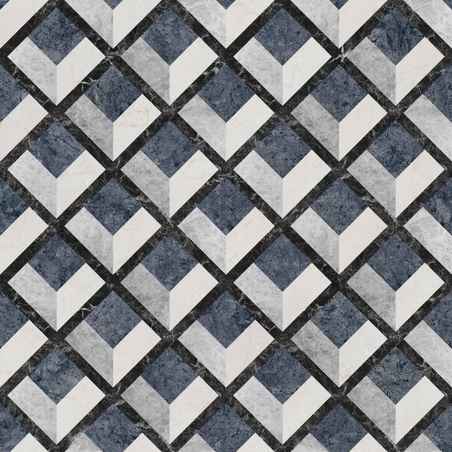 Tapet decorativ cu design geometric în tonuri de gri și negru