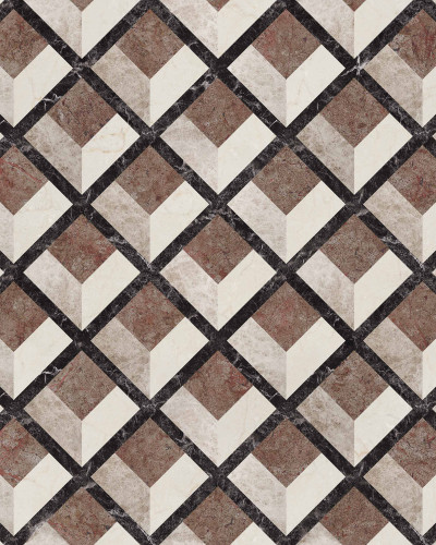 Tapet geometric maro in baie