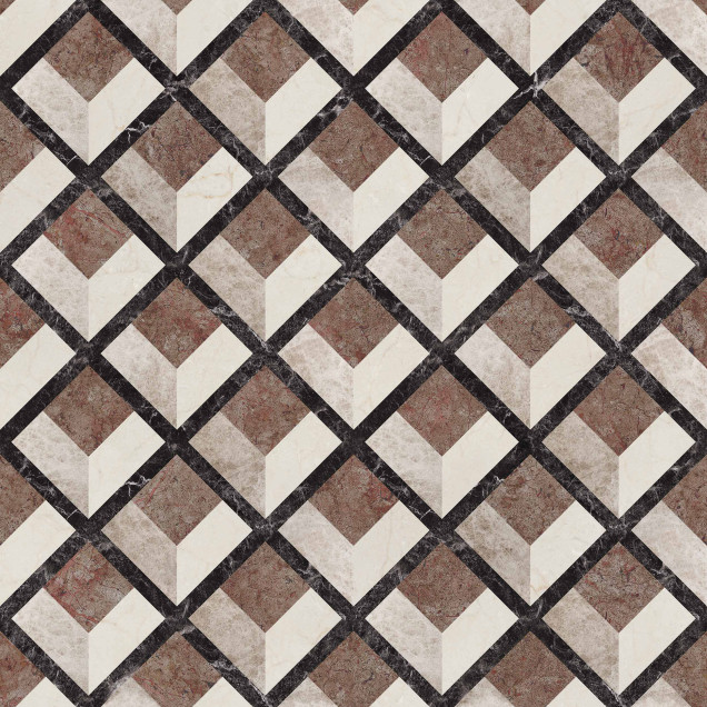 Tapet geometric maro in baie