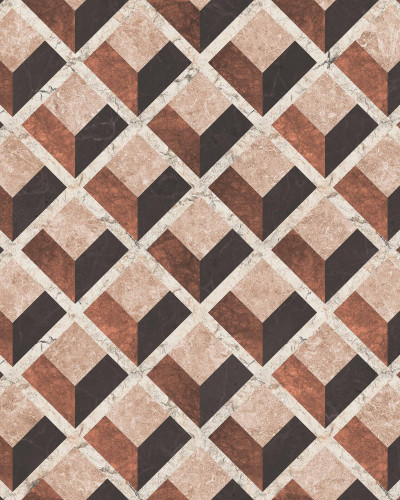 Tapet cu model geometric în baie, design interior modern