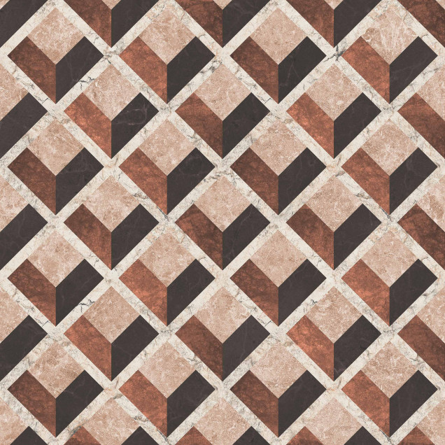 Tapet cu model geometric în baie, design interior modern