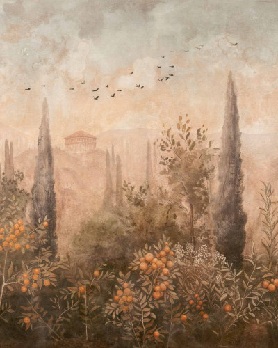 Fototapet cu peisaj autumnal cu pomi fructiferi