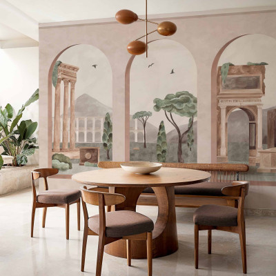 Tapet decorativ cu peisaj clasic în dining