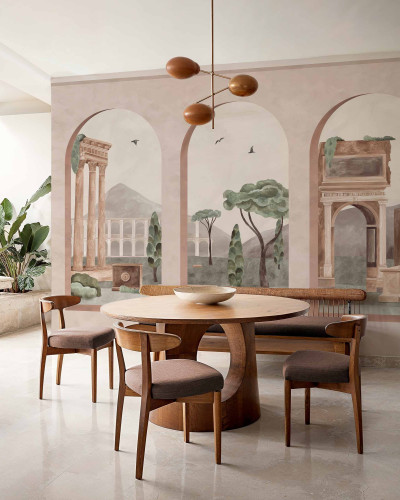 Tapet decorativ cu peisaj clasic în dining