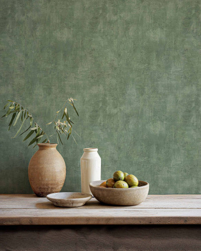 Tapet verde texturat cu aranjament decorativ rustic