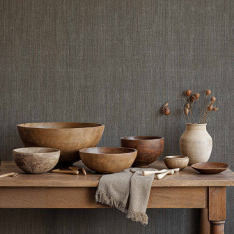 Tapet cu aspect textil maro, decor neutru