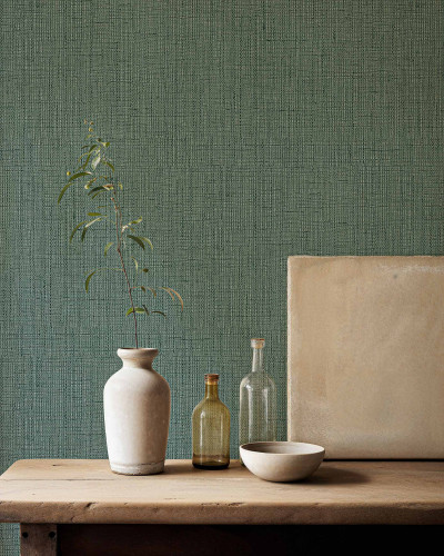 Tapet textil verde cu aspect de țesătură naturală