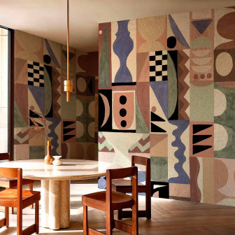 Tapet cu design fovist în nuanțe argintii, decor interior artistic