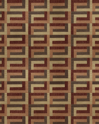 Tapet cu design geometric în nuanțe de auriu și maro într-o sufragerie elegantă