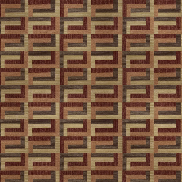 Tapet cu design geometric în nuanțe de auriu și maro într-o sufragerie elegantă