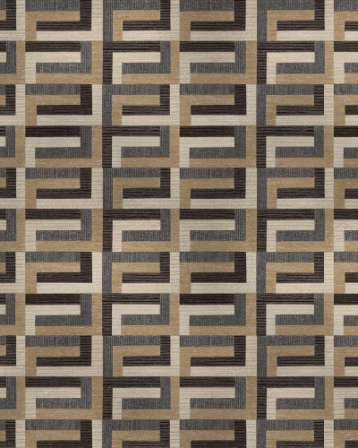 Tapet geometric argintiu într-o sufragerie modernă