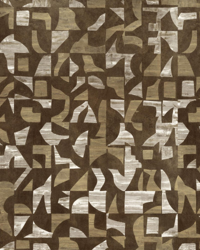 Tapet abstract în tonuri aurii și maro, design interior modern