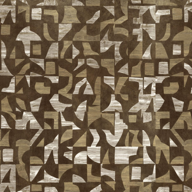 Tapet abstract în tonuri aurii și maro, design interior modern