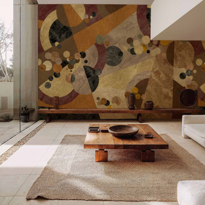 Tapet decorativ cu model abstract auriu și maro