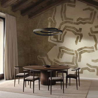 Tapet cu design abstract argintiu în dining room modern