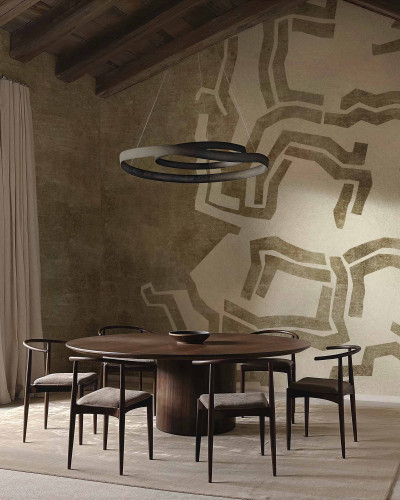 Tapet cu design abstract argintiu în dining room modern