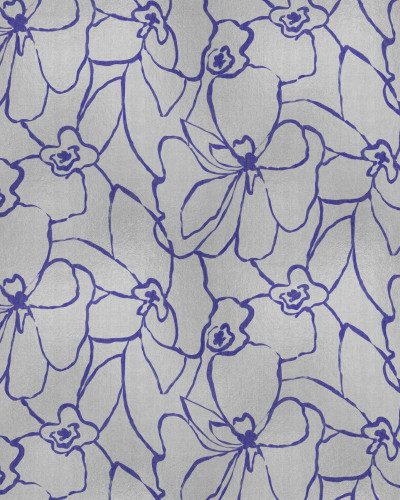 Tapet floral argintiu cu design modern
