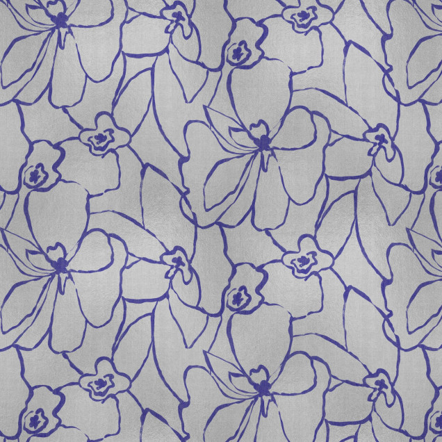 Tapet floral argintiu cu design modern