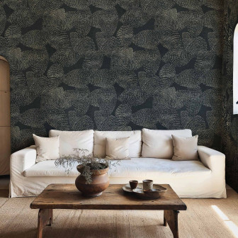 Tapet decorativ cu design abstract in nuante de gri si argintiu