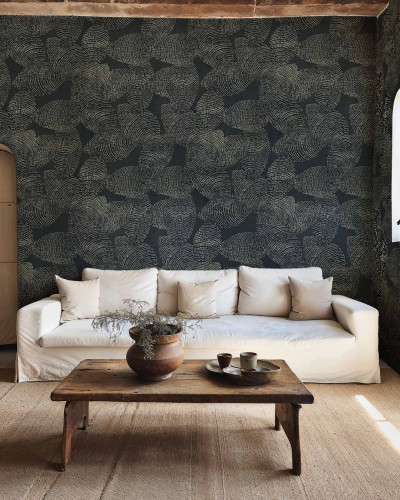 Tapet decorativ cu design abstract in nuante de gri si argintiu