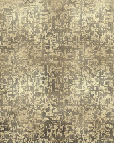 Tapet cu design abstract auriu într-un interior modern