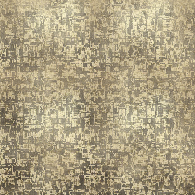 Tapet cu design abstract auriu într-un interior modern