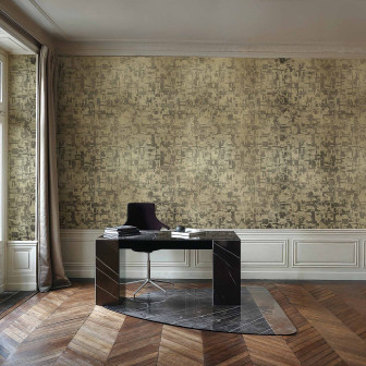 Tapet cu design abstract auriu într-un interior modern