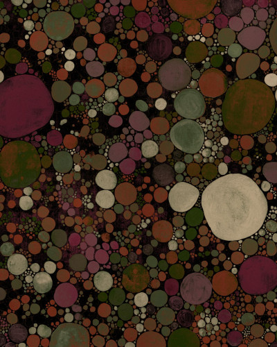 Fototapet abstract cu cercuri multicolore într-o baie modernă