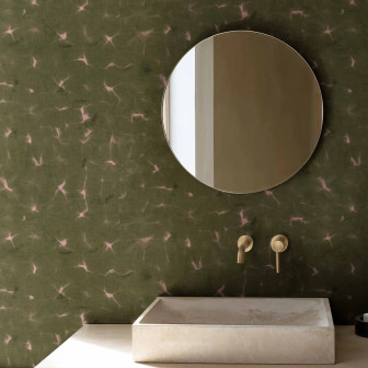 Tapet verde mușchi cu model abstract, ideal pentru design interior