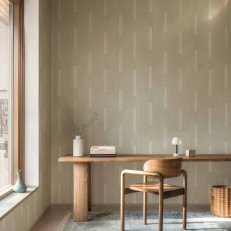 Tapet decorativ bej cu model abstract într-un interior modern