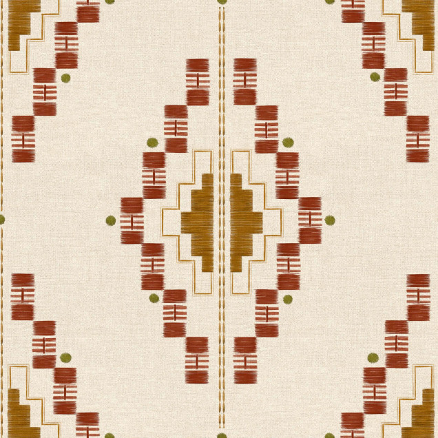 Tapet cu model geometric in nuante de teracota si crem