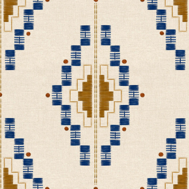 Tapet cu model geometric indigo și auriu