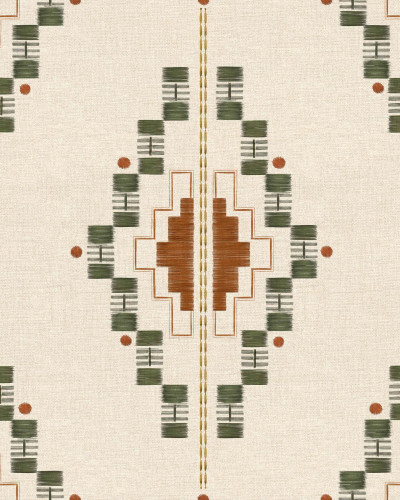 Tapet cu model geometric inspirat de motive andine și nuanțe de cactus