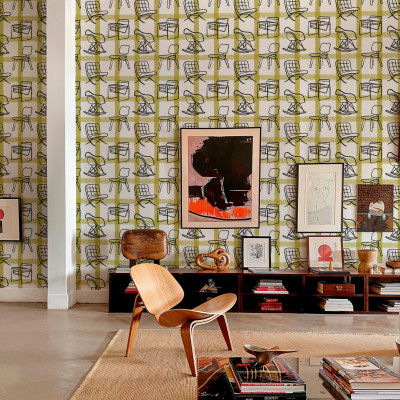 Tapet cu design modern cu scaune stilizate